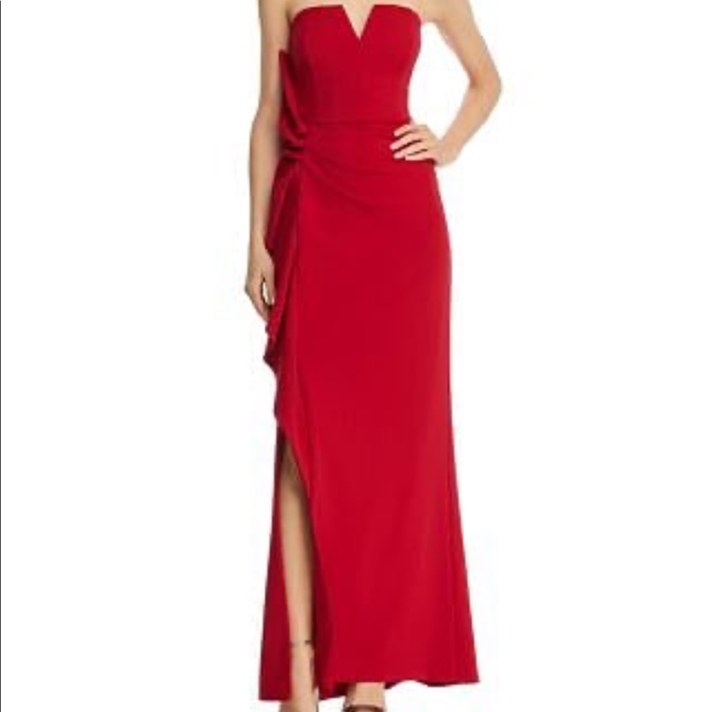 DKNY Aidan Mattox Strapless Crepe Gown